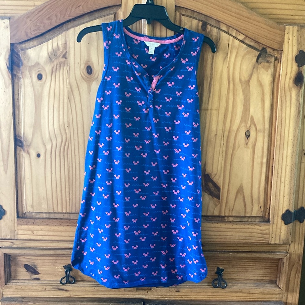 Charter Club Navy Blue Nightgown with Pink Heart Print